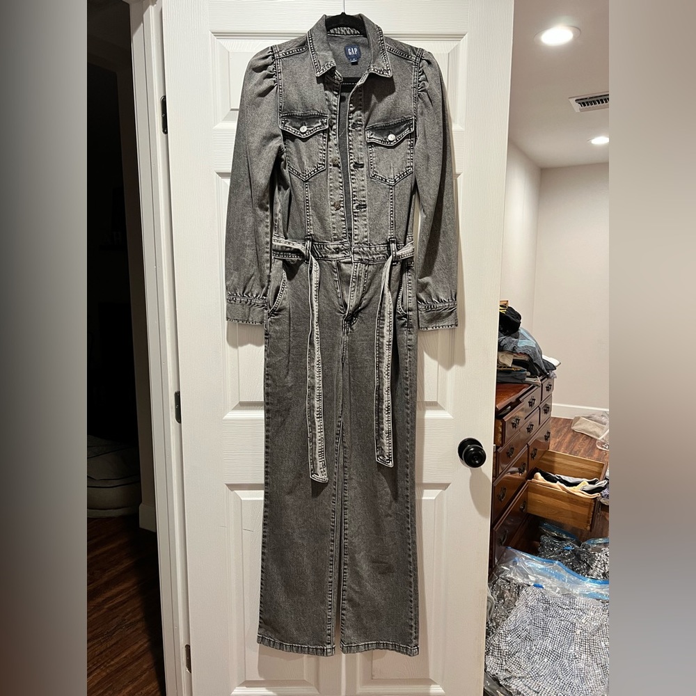 GAP Black denim jumpsuit